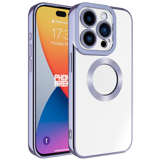 Apple iPhone 15 Pro Kılıf Kamera Korumalı Logo Gösteren Zore Omega Kapak Lila