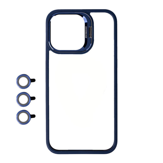 Apple iPhone 15 Pro Kılıf Kamera Lens Korumalı Standlı Zore Klon Lensli Kapak Gri