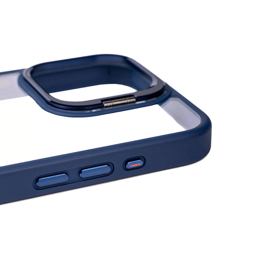 Apple iPhone 15 Pro Kılıf Kamera Lens Korumalı Standlı Zore Klon Lensli Kapak Siyah