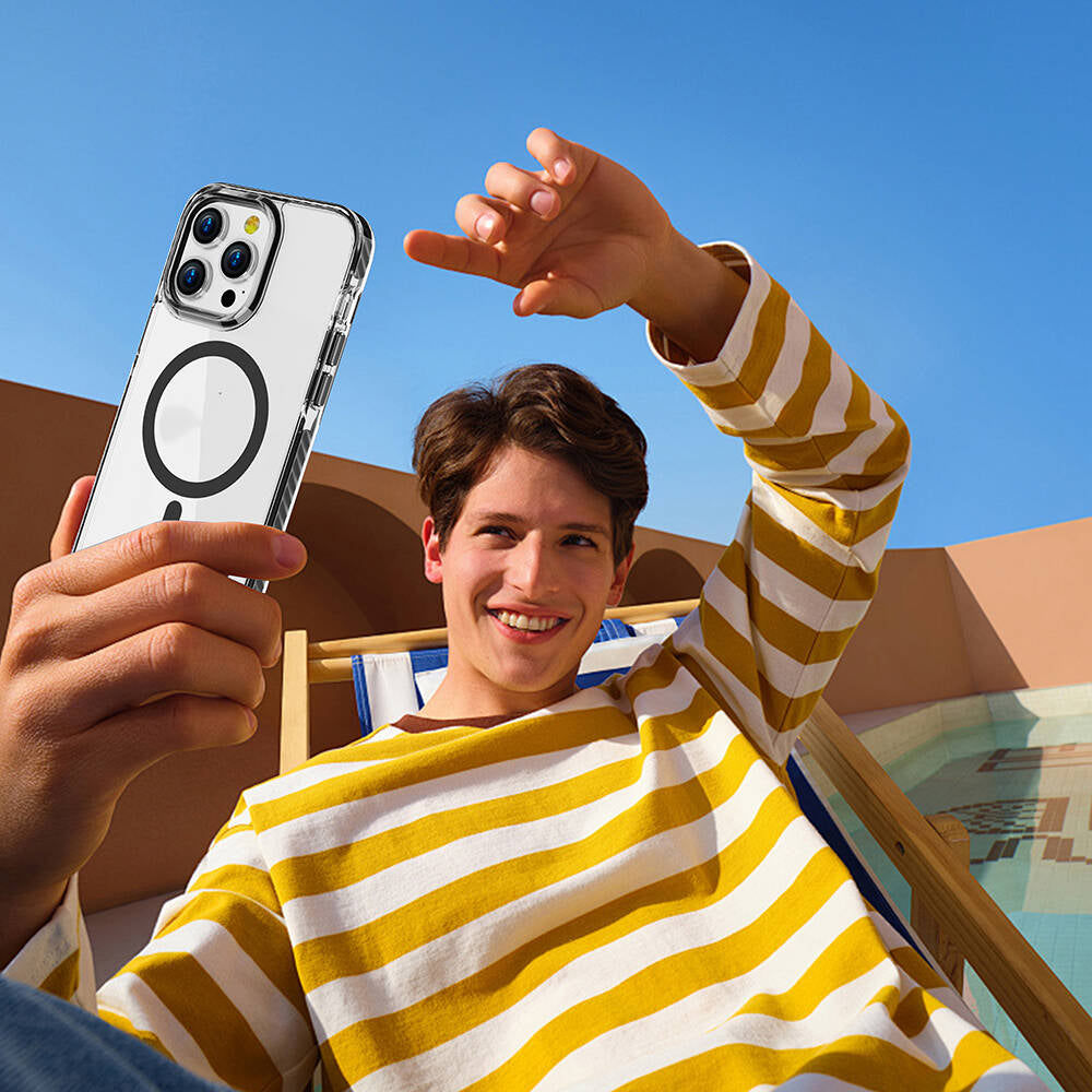 Apple iPhone 15 Pro Kılıf M-safe Şarj Özellikli Airbagli Takılabilir Askı Aparatlı Zore Nana Kapak Mor