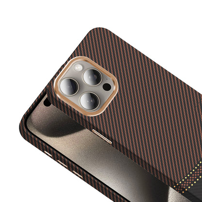 Apple iPhone 15 Pro Kılıf M-safe Şarj Özellikli Karbon Fiber Görünümlü Zore Gros Kapak Siyah-Lacivert