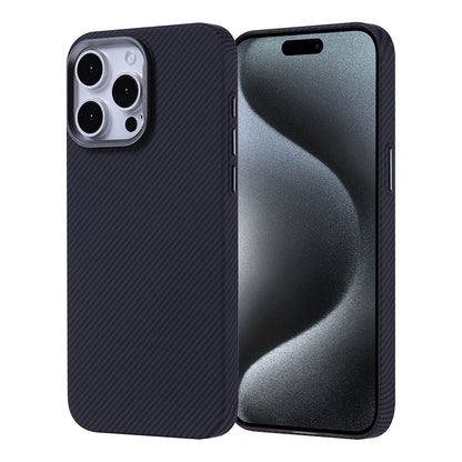 Apple iPhone 15 Pro Kılıf M-safe Şarj Özellikli Karbon Fiber Görünümlü Zore Nekst Kapak Siyah