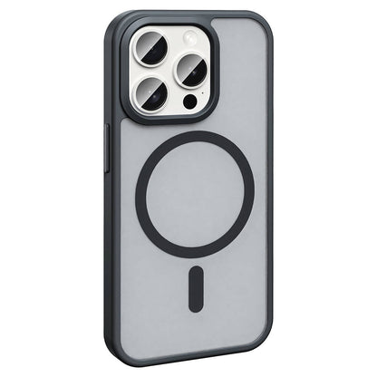 Apple iPhone 15 Pro Kılıf M-safe Şarj Özellikli Mat Arka Yüzey Zore Sio Kapak Siyah