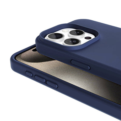 Apple iPhone 15 Pro Kılıf M-safe Şarj Özellikli Sıvı Teknolojili Silinebilir Sert Zore Kivi Kapak Lacivert