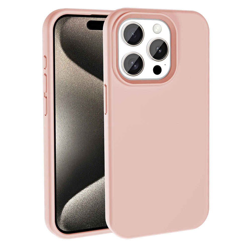 Apple iPhone 15 Pro Kılıf M-safe Şarj Özellikli Sıvı Teknolojili Silinebilir Sert Zore Kivi Kapak Pembe