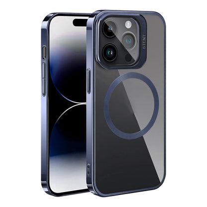 Apple iPhone 15 Pro Kılıf M-safe Şarj Özellikli Standlı Zore Klon Kapak Gümüş