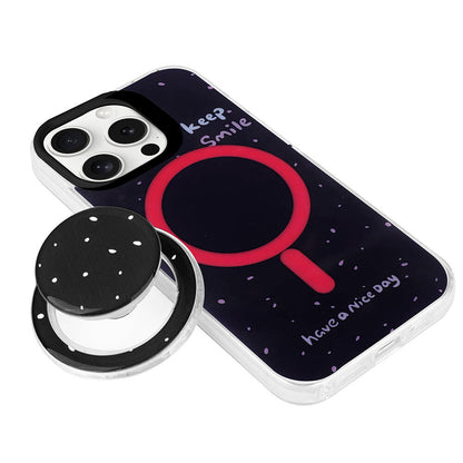 Apple iPhone 15 Pro Kılıf M-safe Şarj Özellikli Tak-Çıkar Pop Soketli Zore Tiktok Kapak Pembe Koyu