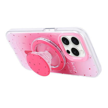 Apple iPhone 15 Pro Kılıf M-safe Şarj Özellikli Tak-Çıkar Pop Soketli Zore Tiktok Kapak Pembe Koyu