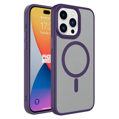 Apple iPhone 15 Pro Kılıf Mat Arka Yüzey Wireless Şarj Özellikli Zore Flet M-safe Kapak Sarı