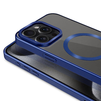 Apple iPhone 15 Pro Kılıf Mat Tasarımlı M-safe Wireless Şarj Özellikli Zore Mat Setro Kapak Lacivert