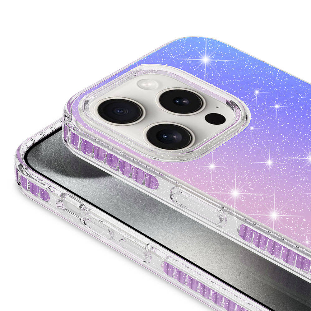 Apple iPhone 15 Pro Kılıf Parlak Renk Geçişli Zore Velle Kapak Pembe Koyu