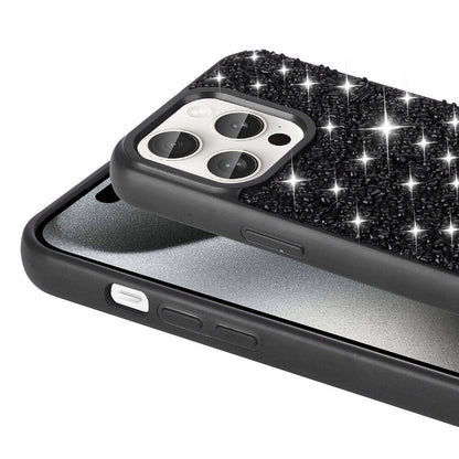 Apple iPhone 15 Pro Kılıf Parlak Taşlı Tasarım Zore Linea Diamond Kapak Açık Yeşil