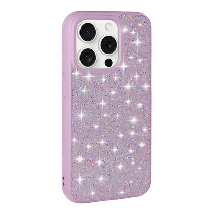 Apple iPhone 15 Pro Kılıf Parlak Taşlı Tasarım Zore Pırlanta Kapak Lila