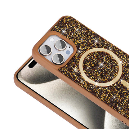 Apple iPhone 15 Pro Kılıf Pırlanta Tasarımlı M-safe Şarj Özellikli Zore Mozaik Silikon Kapak Siyah