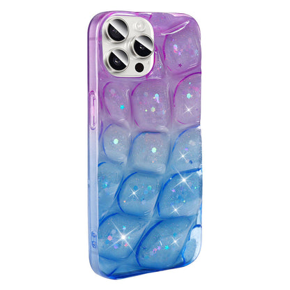 Apple iPhone 15 Pro Kılıf Simli 3D Desenli Zore Hacar Kapak Mor-Mavi