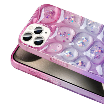 Apple iPhone 15 Pro Kılıf Simli 3D Desenli Zore Hacar Kapak Pembe-Mavi