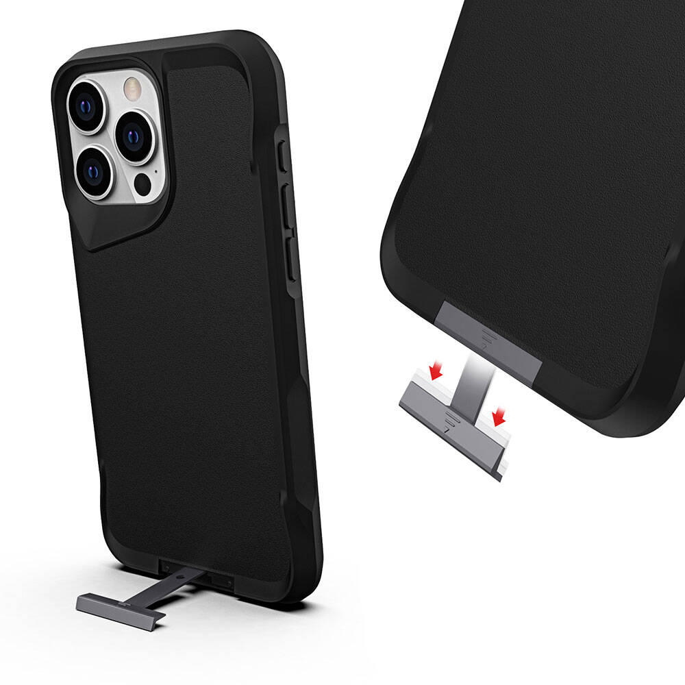 Apple iPhone 15 Pro Kılıf Zore Airbag Kenarlı T-Max Mat Standlı Kapak Lacivert