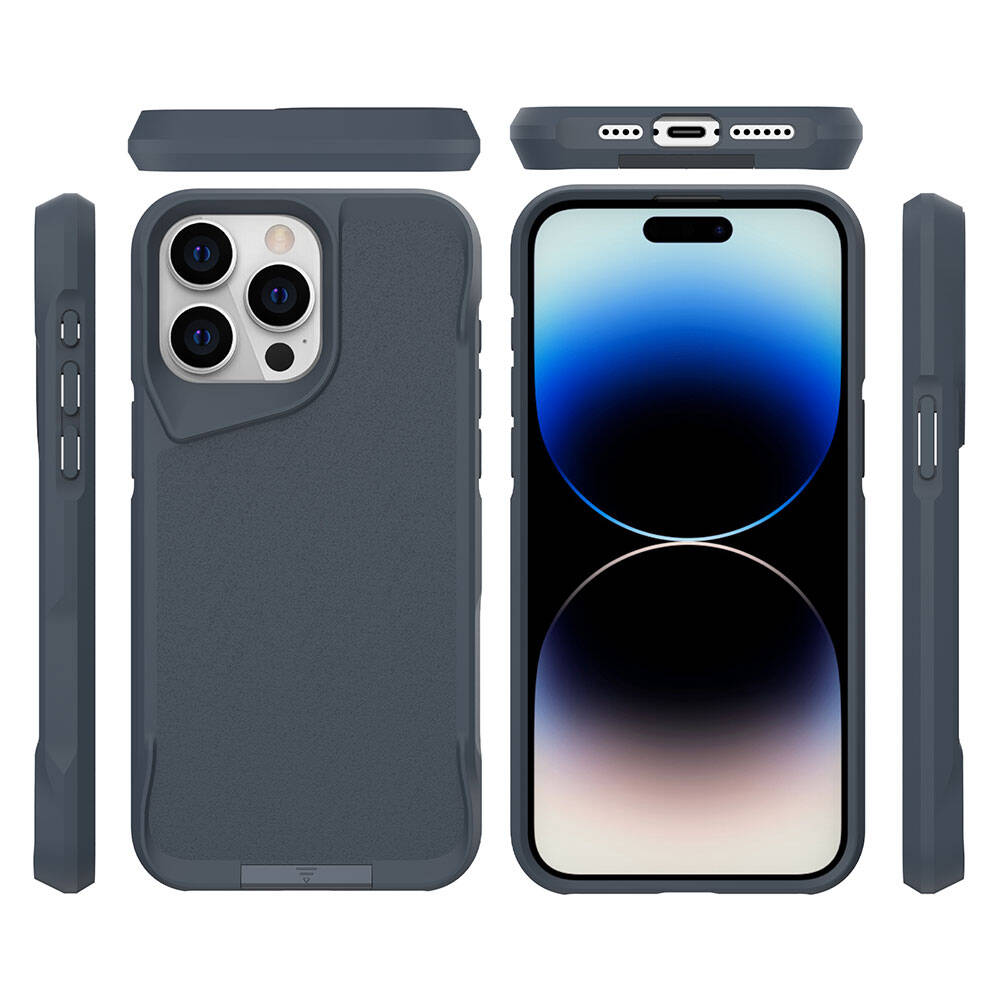 Apple iPhone 15 Pro Kılıf Zore Airbag Kenarlı T-Max Mat Standlı Kapak Siyah