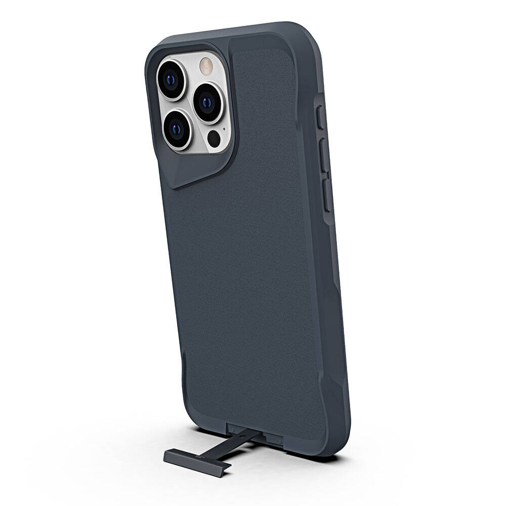 Apple iPhone 15 Pro Kılıf Zore Airbag Kenarlı T-Max Mat Standlı Kapak Lacivert