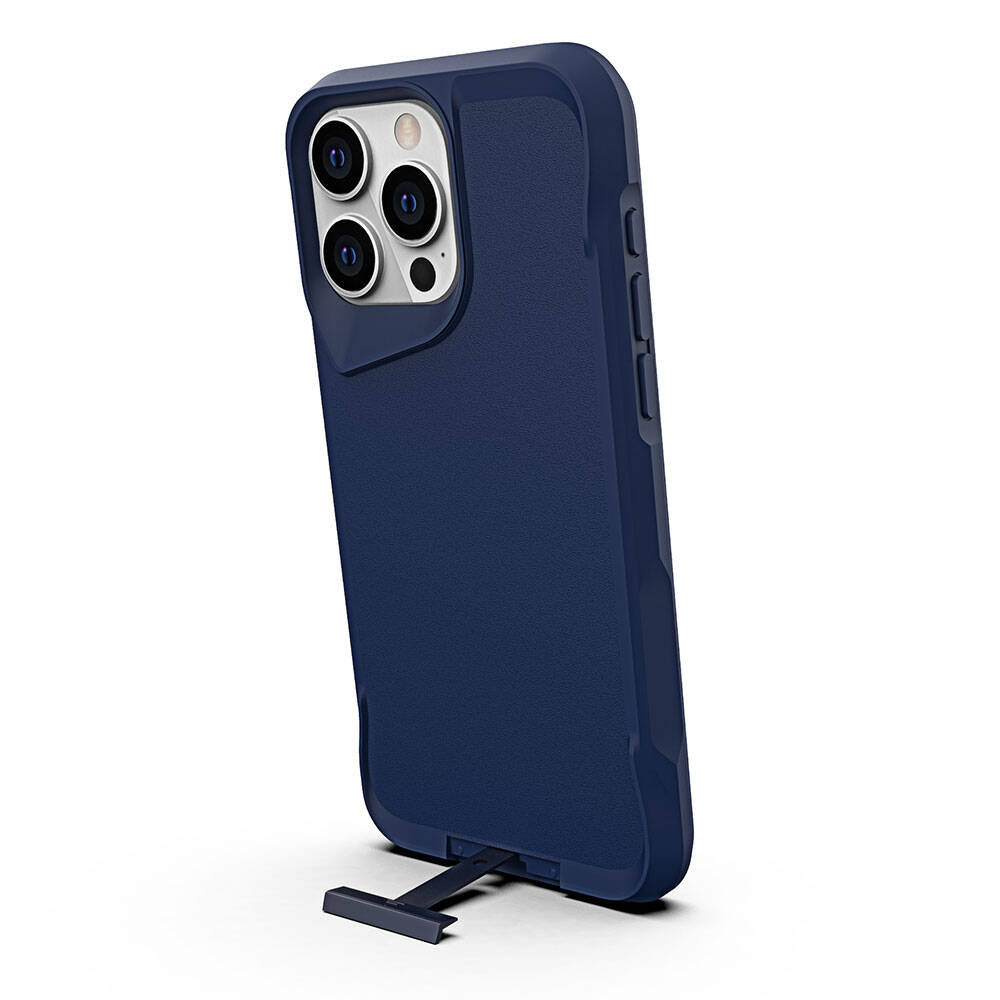 Apple iPhone 15 Pro Kılıf Zore Airbag Kenarlı T-Max Mat Standlı Kapak Lacivert