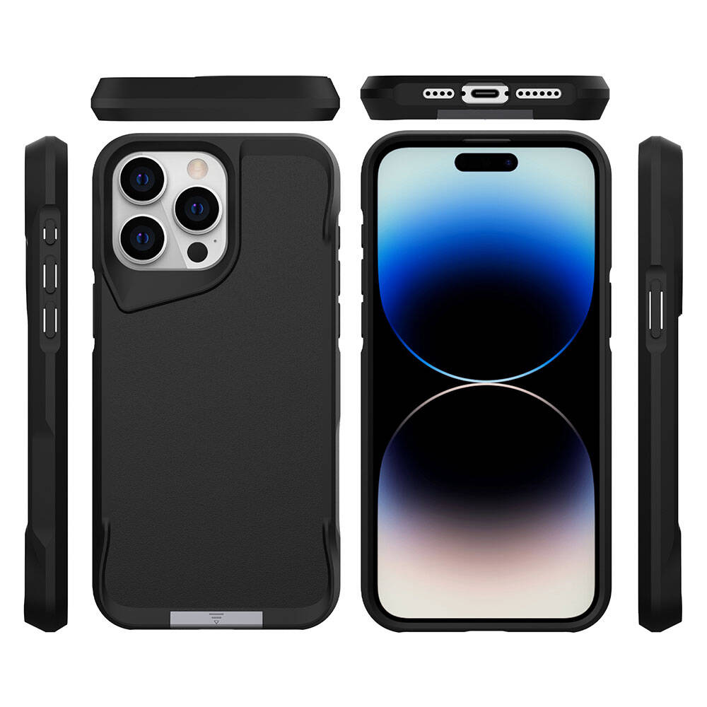 Apple iPhone 15 Pro Kılıf Zore Airbag Kenarlı T-Max Mat Standlı Kapak Lacivert