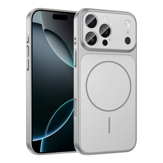 Apple iPhone 15 Pro Kılıf Zore M-Safe Şarj Özellikli Kamera Korumalı Formen Kapak Gümüş