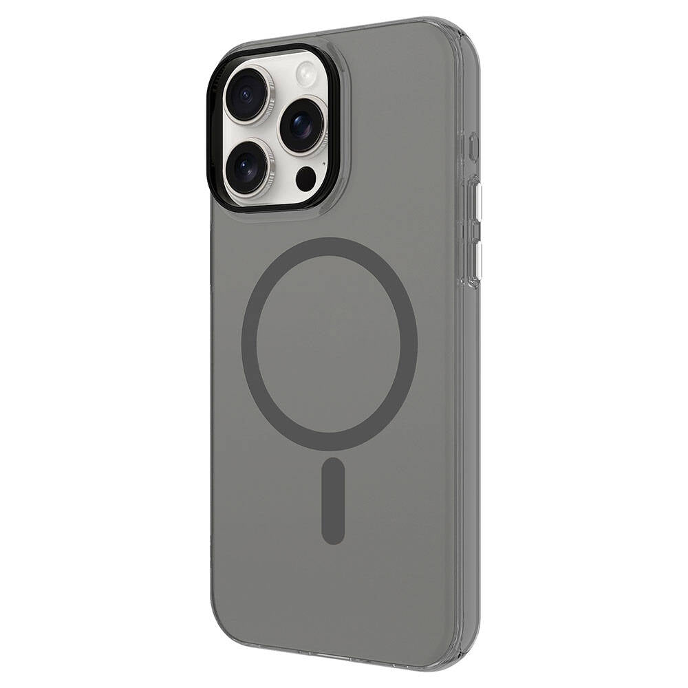 Apple iPhone 15 Pro Kılıf Zore M-safe Şarj Özellikli Buzlu Transparan C-Pro Sert Kapak Koyu Gri