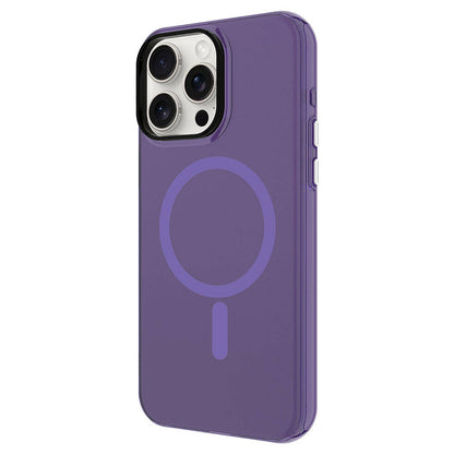 Apple iPhone 15 Pro Kılıf Zore M-safe Şarj Özellikli Buzlu Transparan C-Pro Sert Kapak Siyah