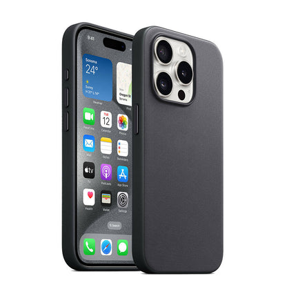 Apple iPhone 15 Pro Kılıf Zore M-safe Şarj Özellikli Mikro Fiber Optimal Kapak Siyah