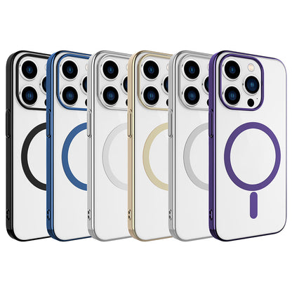 Apple iPhone 15 Pro Kılıf Zore Wireless Şarj Özellikli Pixel M-safe Kapak Derin Mor