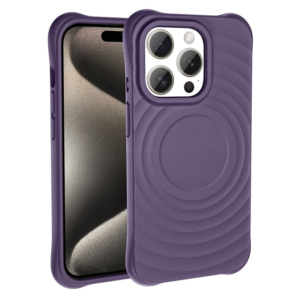 Apple iPhone 15 Pro M-safe Şarj Özellikli Airbagli Mat Görünümlü Zore Hepi Kapak Lila