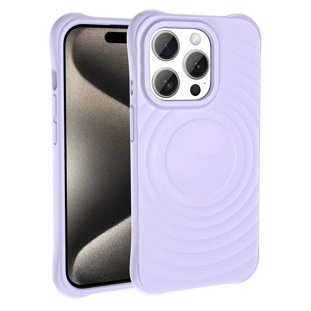 Apple iPhone 15 Pro M-safe Şarj Özellikli Airbagli Mat Görünümlü Zore Hepi Kapak Pembe Açık