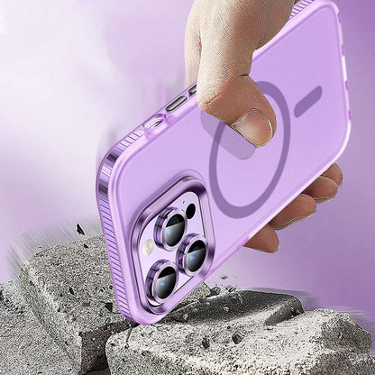 Apple iPhone 15 Pro Max Kılıf Airbagli M-safe Wireless Şarj Özellikli Lens Koruyuculu Zore Klaptika Kapak Renksiz