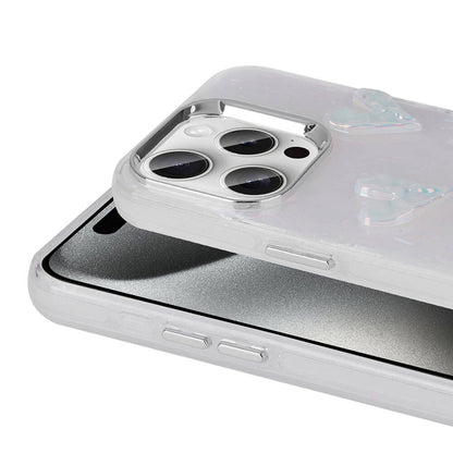 Apple iPhone 15 Pro Max Kılıf Kabartma Figürlü Parlak Zore Eralli Silikon Kapak Kelebek