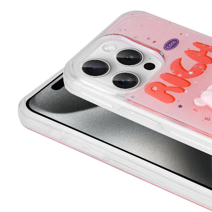 Apple iPhone 15 Pro Max Kılıf Kabartma Figürlü Parlak Zore Minimini Silikon Kapak Pembe