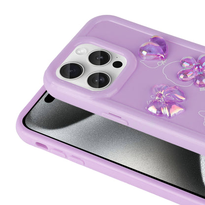 Apple iPhone 15 Pro Max Kılıf Kabartma Figürlü Parlak Zore Toys Silikon Kapak Mor