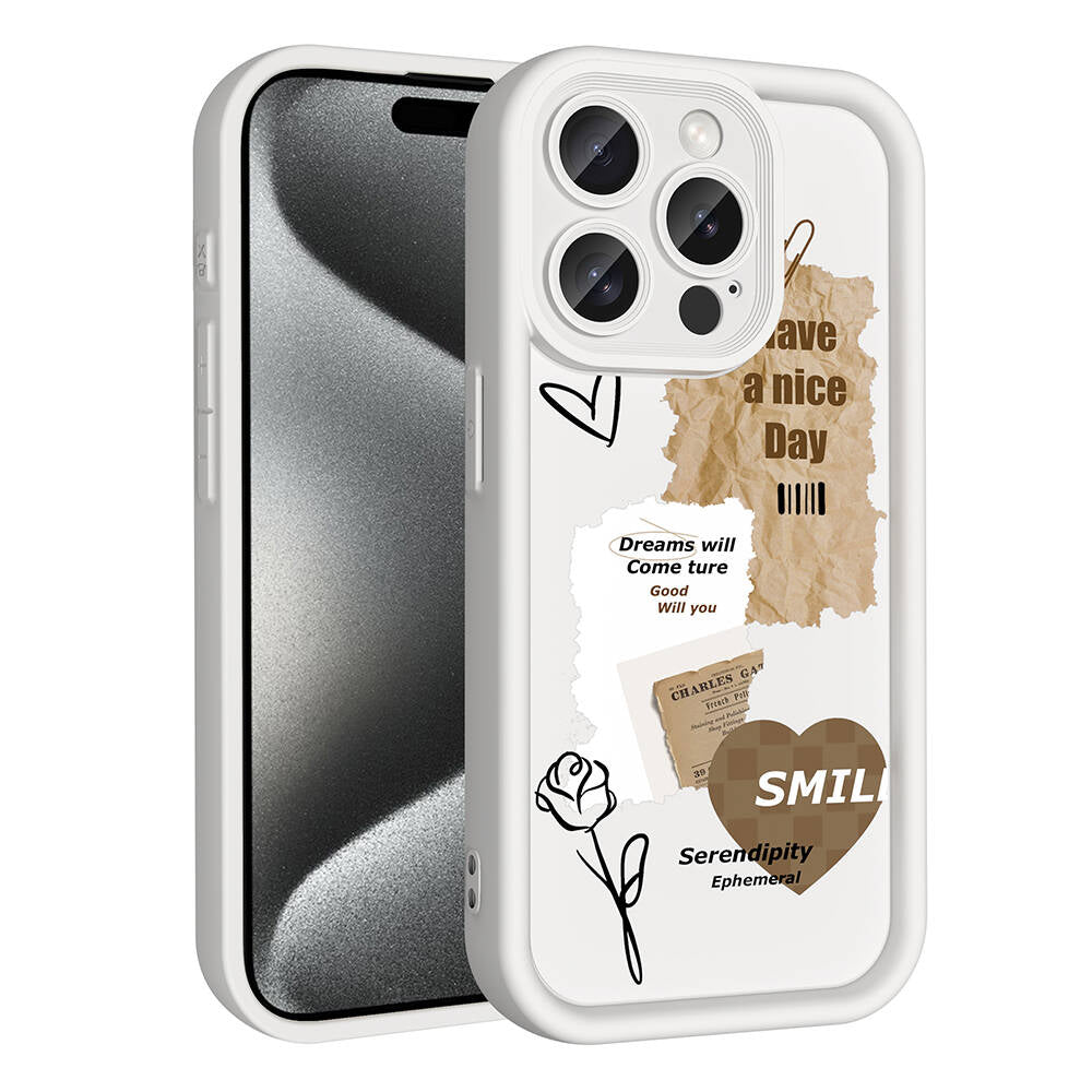 Apple iPhone 15 Pro Max Kılıf Kamera Korumalı Baskılı Arka Yüzey Zore Klas Kapak Koyu Kahve