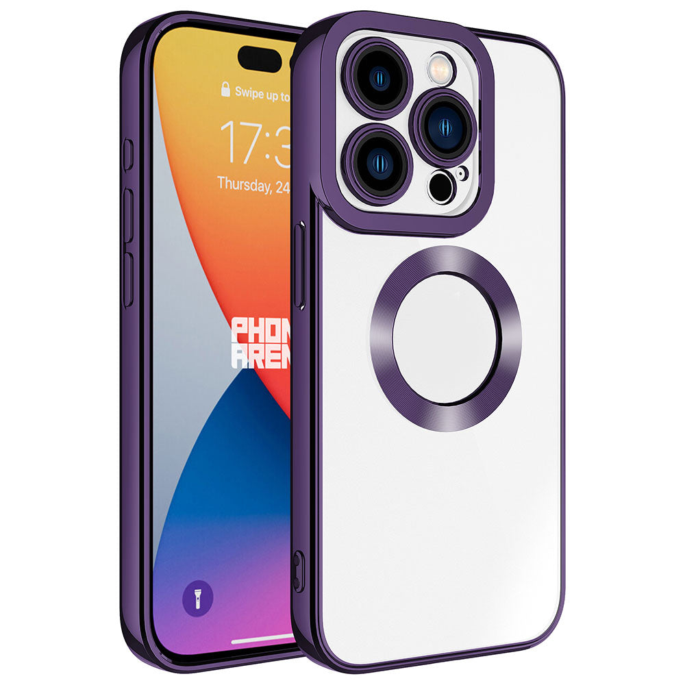 Apple iPhone 15 Pro Max Kılıf Kamera Korumalı Logo Gösteren Zore Omega Kapak Koyu Gri