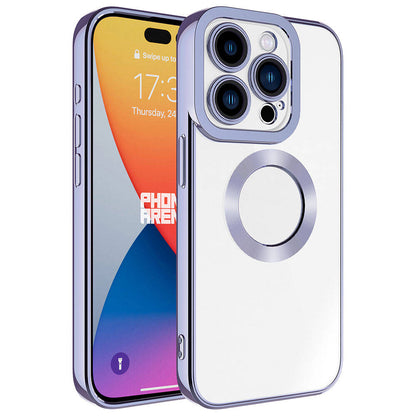 Apple iPhone 15 Pro Max Kılıf Kamera Korumalı Logo Gösteren Zore Omega Kapak Lila