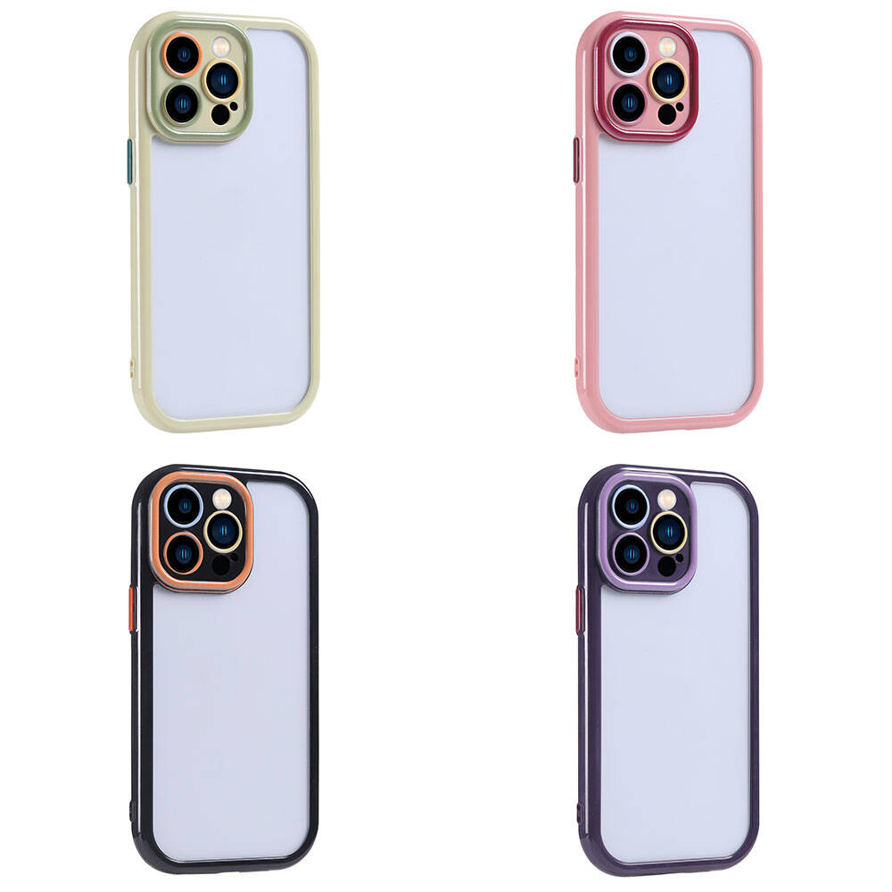 Apple iPhone 15 Pro Max Kılıf Kamera Korumalı Renkli Kenar ve Çerçeve Tasarımlı Zore Vitamin Kapak Mürdüm