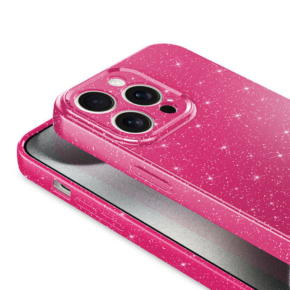 Apple iPhone 15 Pro Max Kılıf Kamera Korumalı Simli Lüks Zore Koton Kapak Pembe Koyu