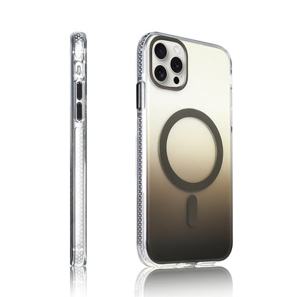 Apple iPhone 15 Pro Max Kılıf M-safe Şarj Özellikli Transparan Renk Geçişli Zore Toros Kapak Siyah