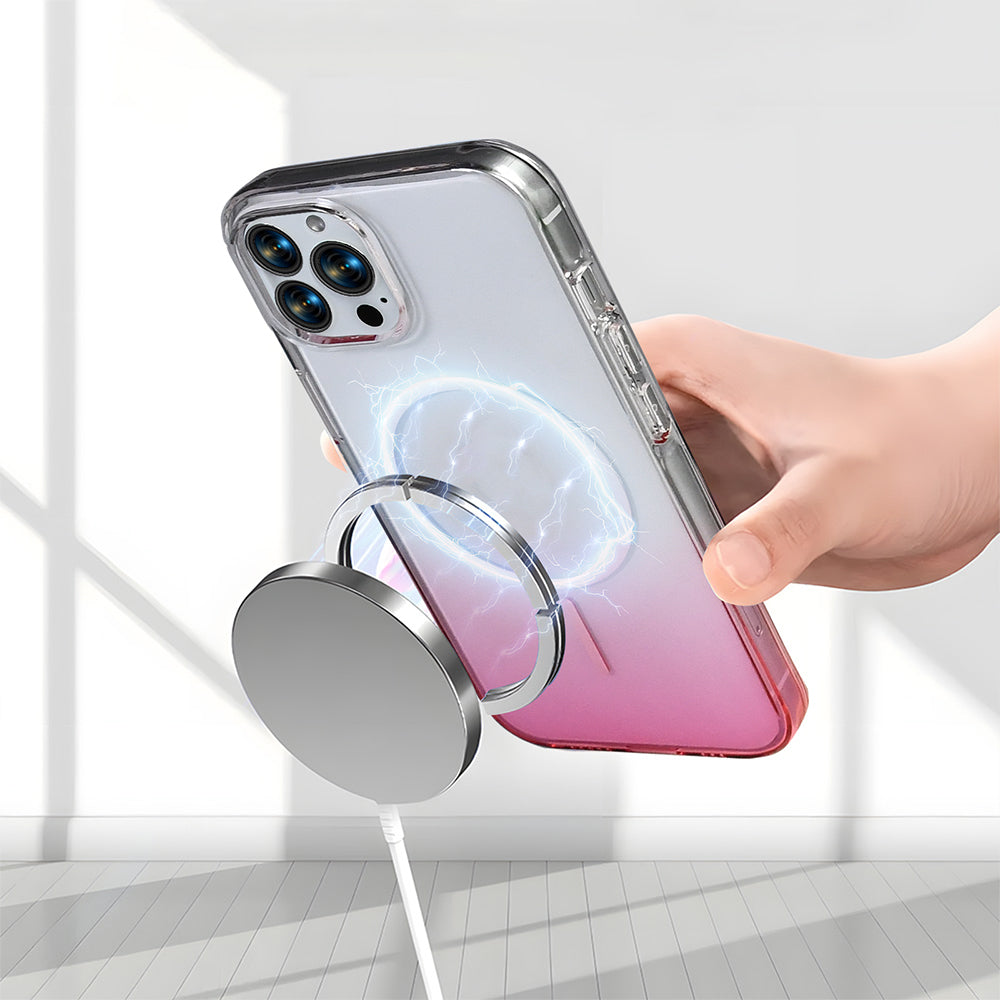 Apple iPhone 15 Pro Max Kılıf M-Safe Şarj Özellikli Zore Septik Silikon Kapak Pembe