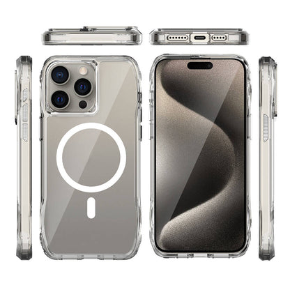 Apple iPhone 15 Pro Max Kılıf M-safe Şarj Özellikli Airbagli Şeffaf Zore İncek Kapak Şeffaf