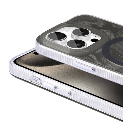 Apple iPhone 15 Pro Max Kılıf M-safe Şarj Özellikli Fırça Boya Desenli Zore Palet Kapak Mor