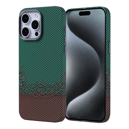 Apple iPhone 15 Pro Max Kılıf M-safe Şarj Özellikli Karbon Fiber Görünümlü Zore Nekst Kapak Yeşil