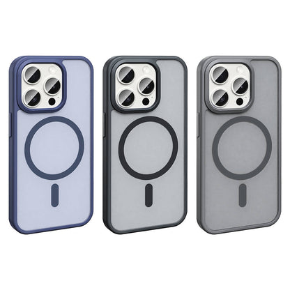 Apple iPhone 15 Pro Max Kılıf M-safe Şarj Özellikli Mat Arka Yüzey Zore Sio Kapak Lacivert