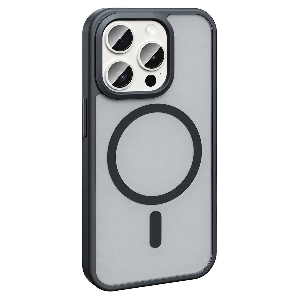 Apple iPhone 15 Pro Max Kılıf M-safe Şarj Özellikli Mat Arka Yüzey Zore Sio Kapak Siyah