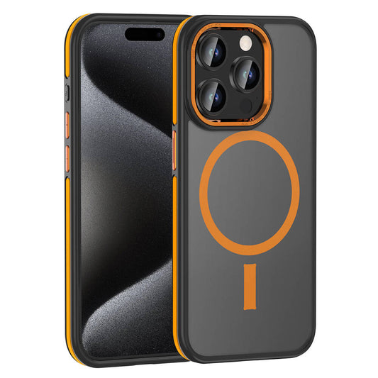 Apple iPhone 15 Pro Max Kılıf M-safe Şarj Özellikli Mat Görünümlü Zore Ant Kapak Turuncu