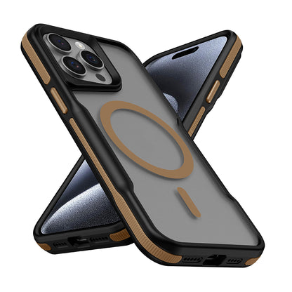 Apple iPhone 15 Pro Max Kılıf M-safe Şarj Özellikli Renkli Kenar Airbag Şeritli Zore Lamer Kapak